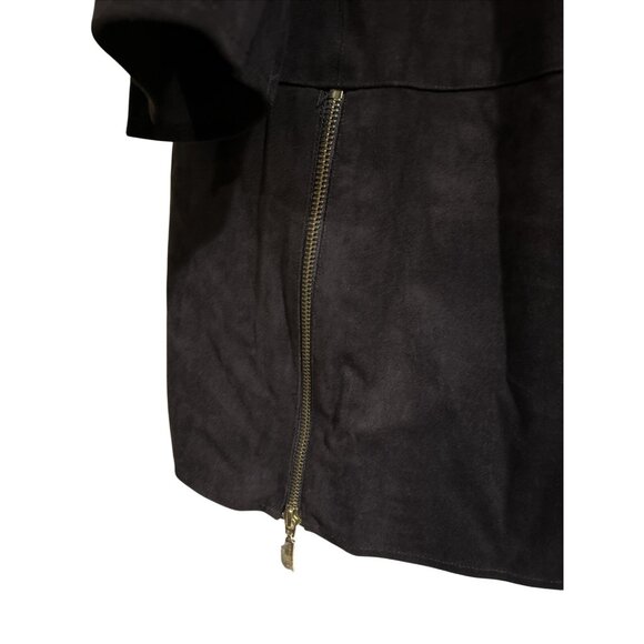 Chico's Espresso Brown Vegan Gold Zippers Jacket Size 1 Petite NWOT - Picture 4 of 11